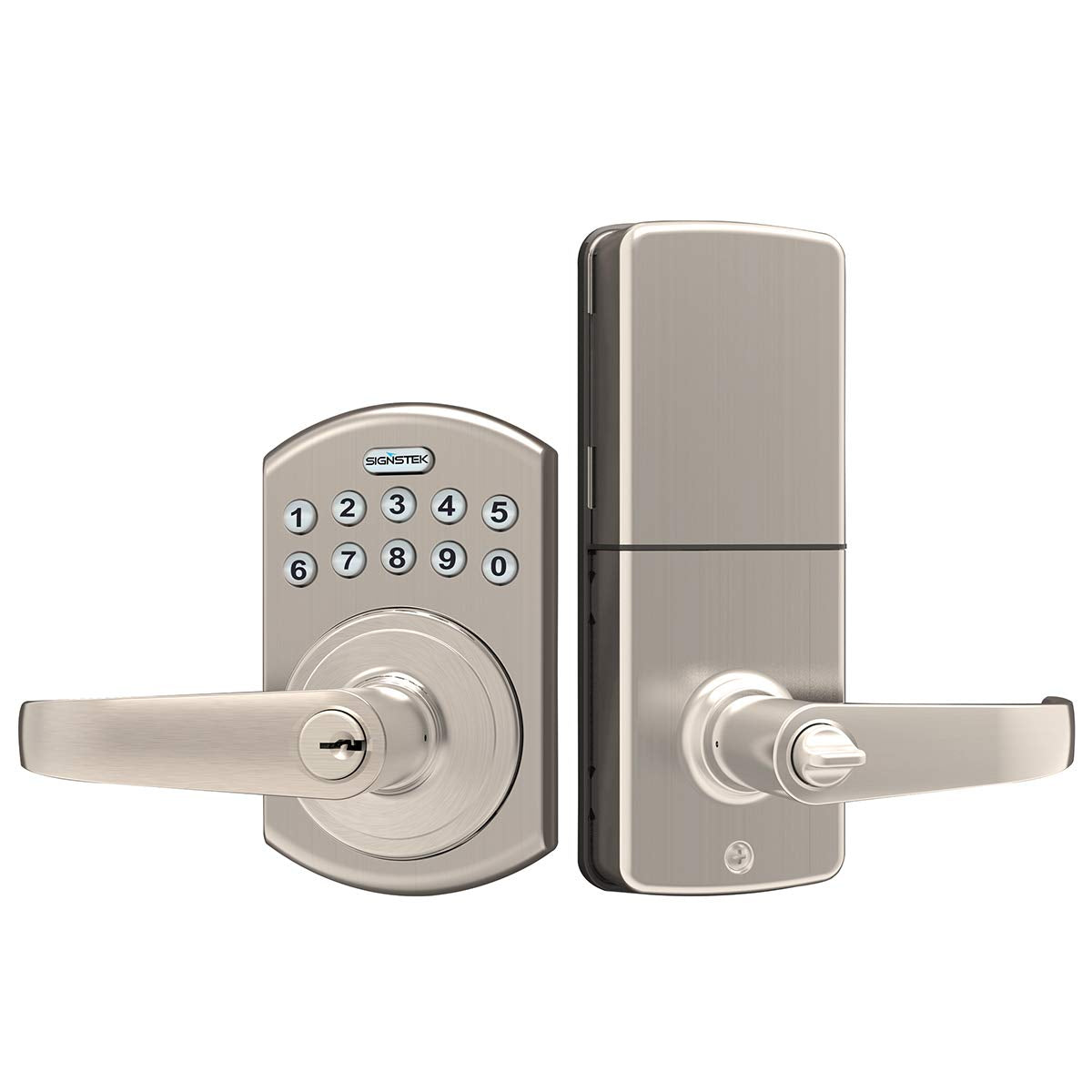 Signstek Keypad Entry Lever Door Lock Password/Key Accessible , Satin Nickel (6959885025463)